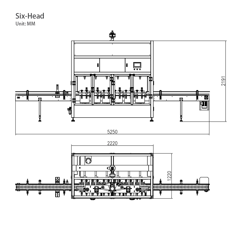 Automatic Eight-Head Weight Filling Machine XBCZ-8 4 Dimensions of a six head weighing filling machine from xuefill 4