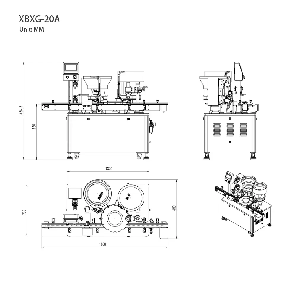 Powder Filling Machine XBJZ-1200 Series 3 Dimensional diagram of Powder Filling Machine XBJZ 1200A from xuefill