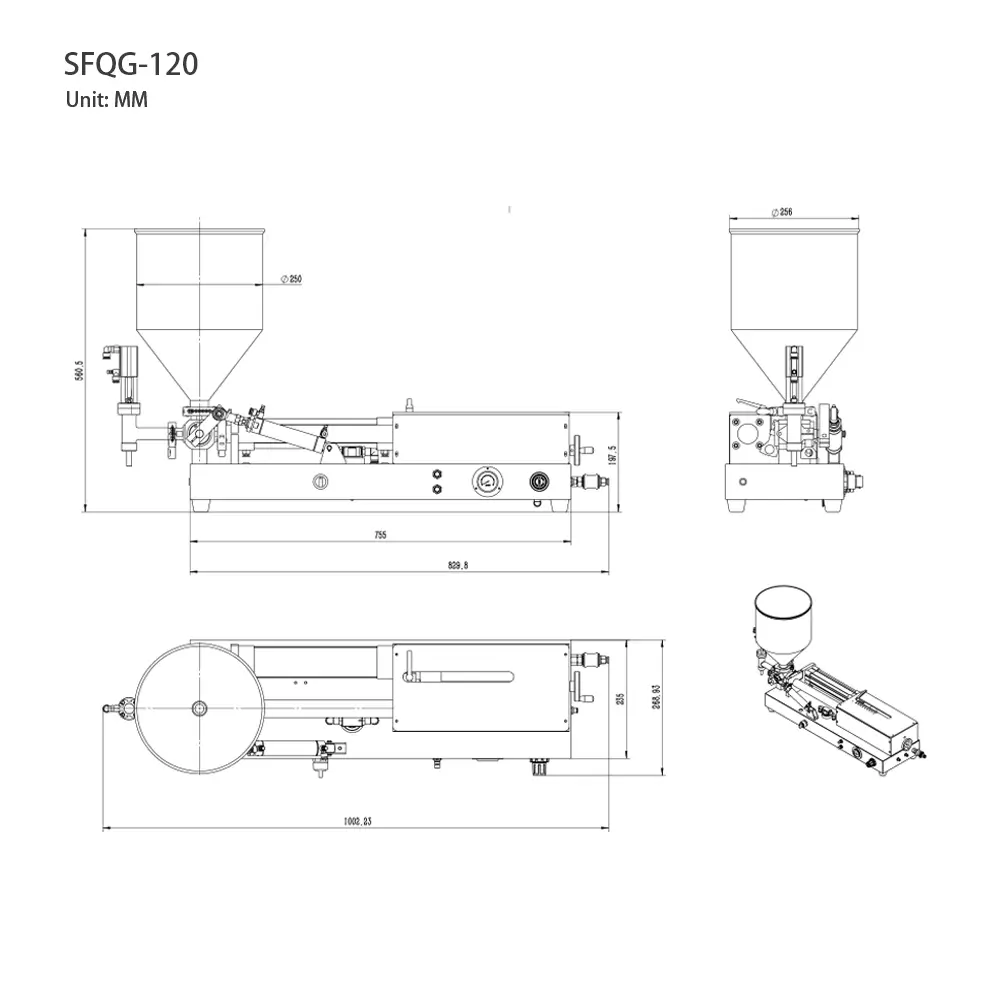 酱料灌装机 SFQG 系列(防爆) 4 酱料灌装机 SFQG 120 的尺寸图 by xuefill